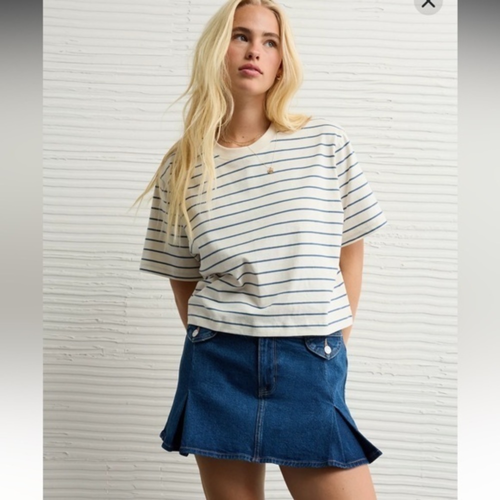 NWT AE Stretch Low-Rise A-Line Pleated Mini Skirt